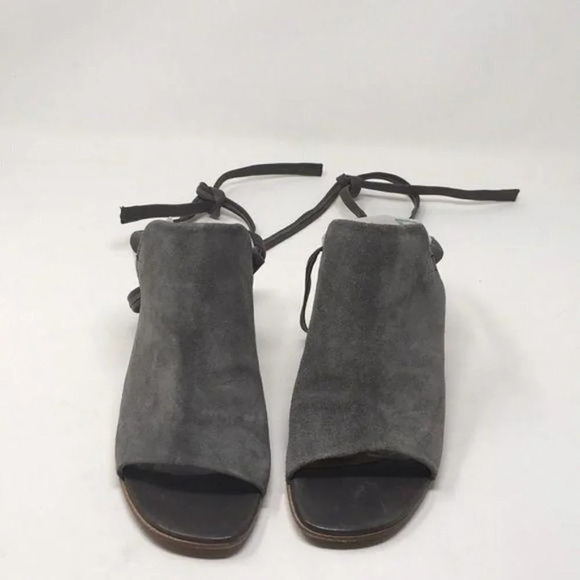 Alberto Fermani Shoes Sandals Heels Mules Lace Up Leg Italy Gray Suede 38 US 8 - Picture 9 of 16